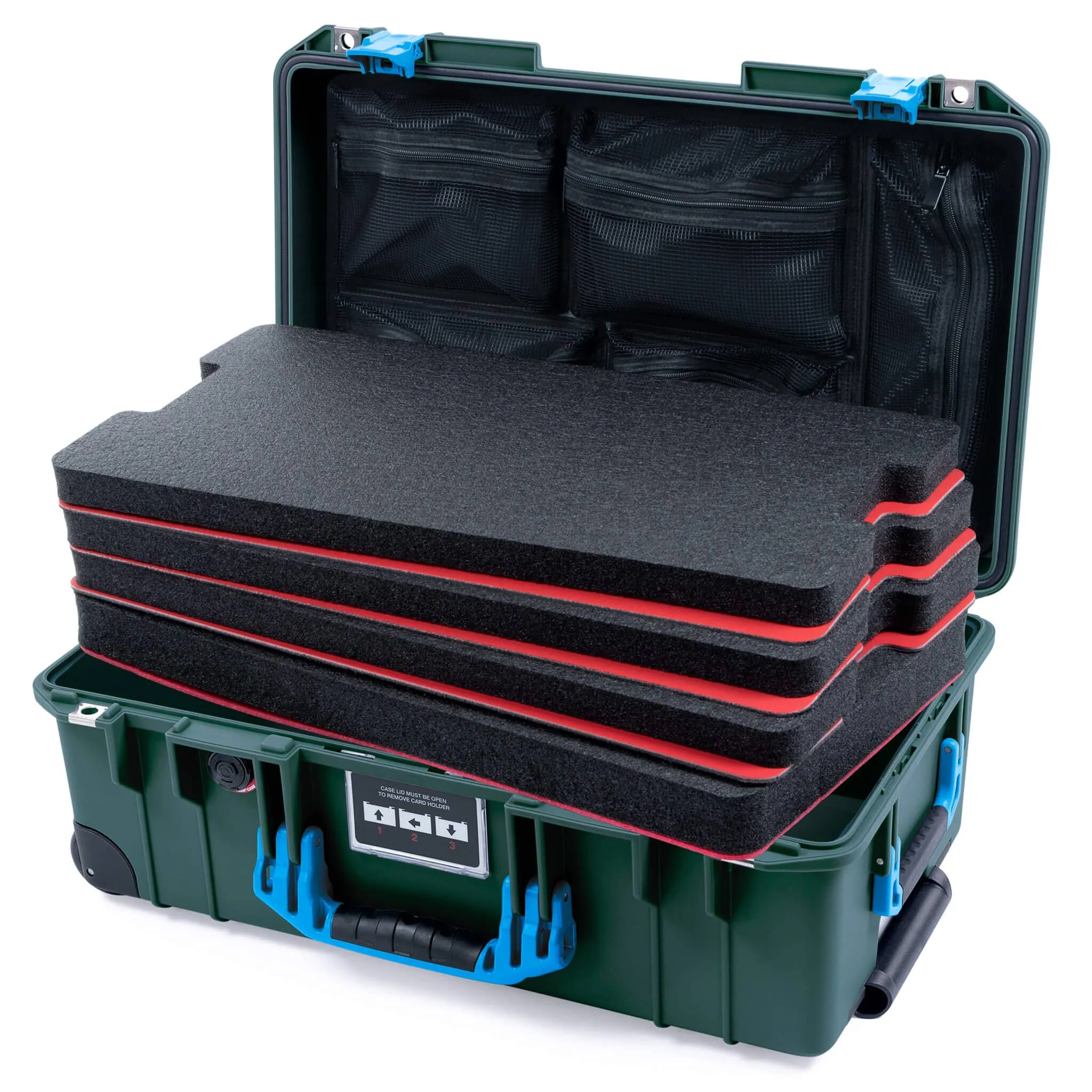 Pelican 1535 Air Case, Trekking Green with Blue Handles & Latches