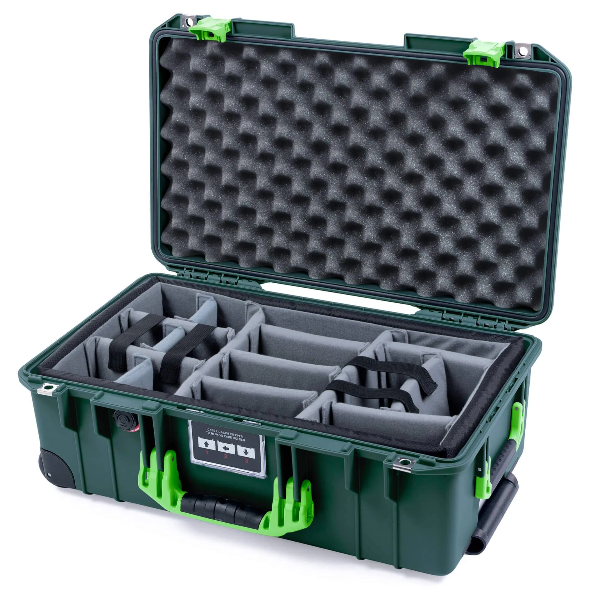 Pelican 1535 Air Case, Trekking Green with Lime Green Handles & Latches