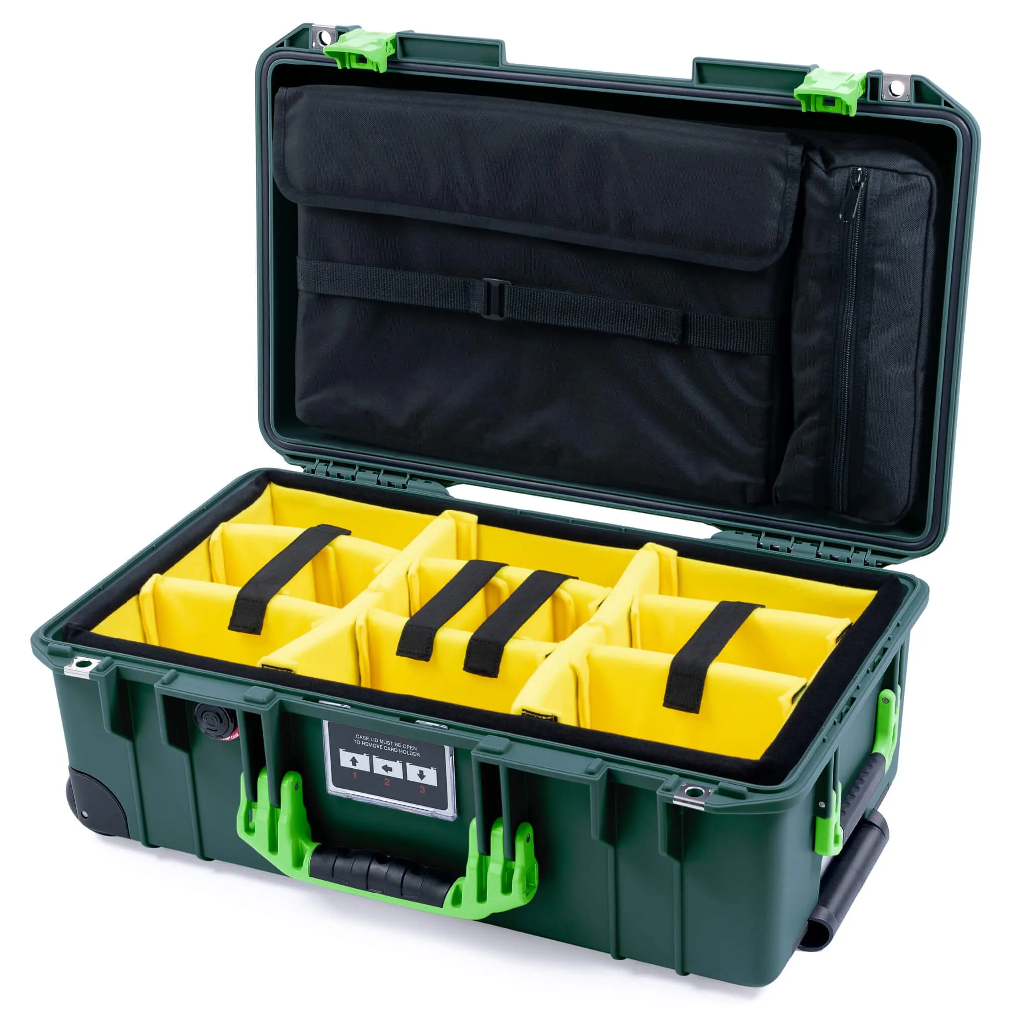 Pelican 1535 Air Case, Trekking Green with Lime Green Handles & Latches