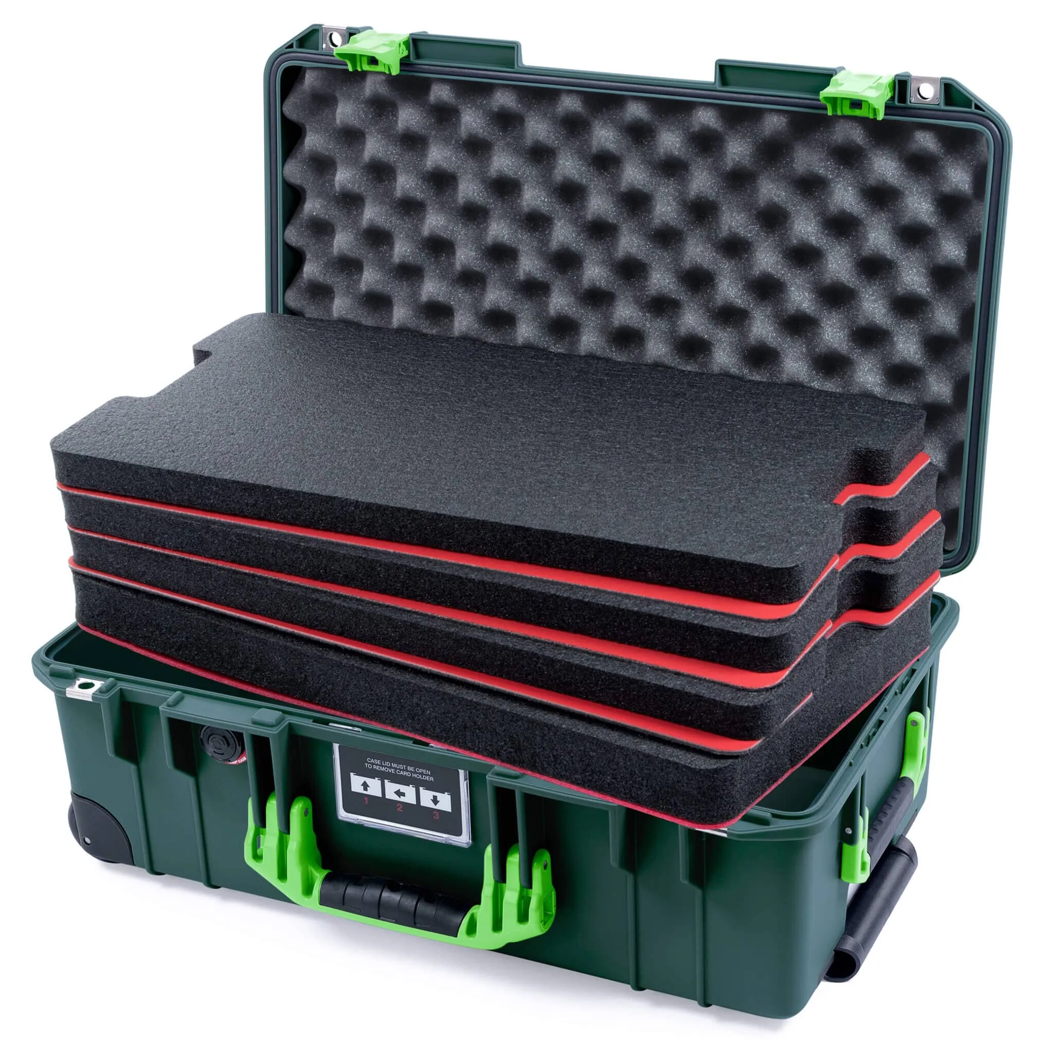Pelican 1535 Air Case, Trekking Green with Lime Green Handles & Latches