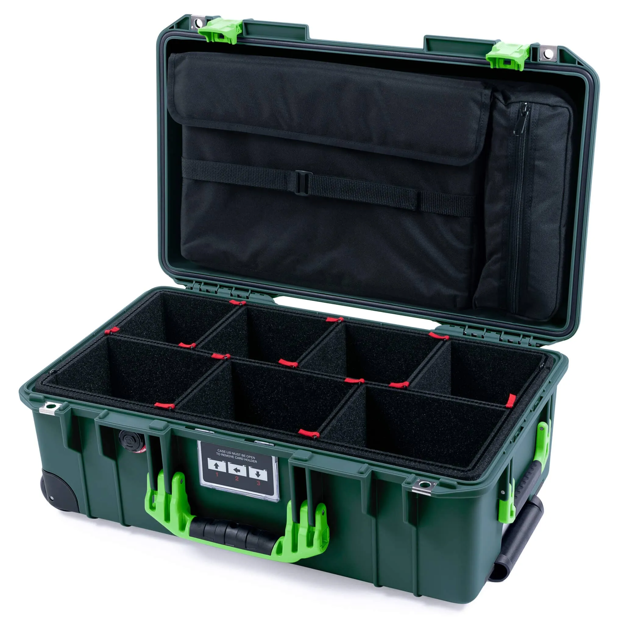 Pelican 1535 Air Case, Trekking Green with Lime Green Handles & Latches