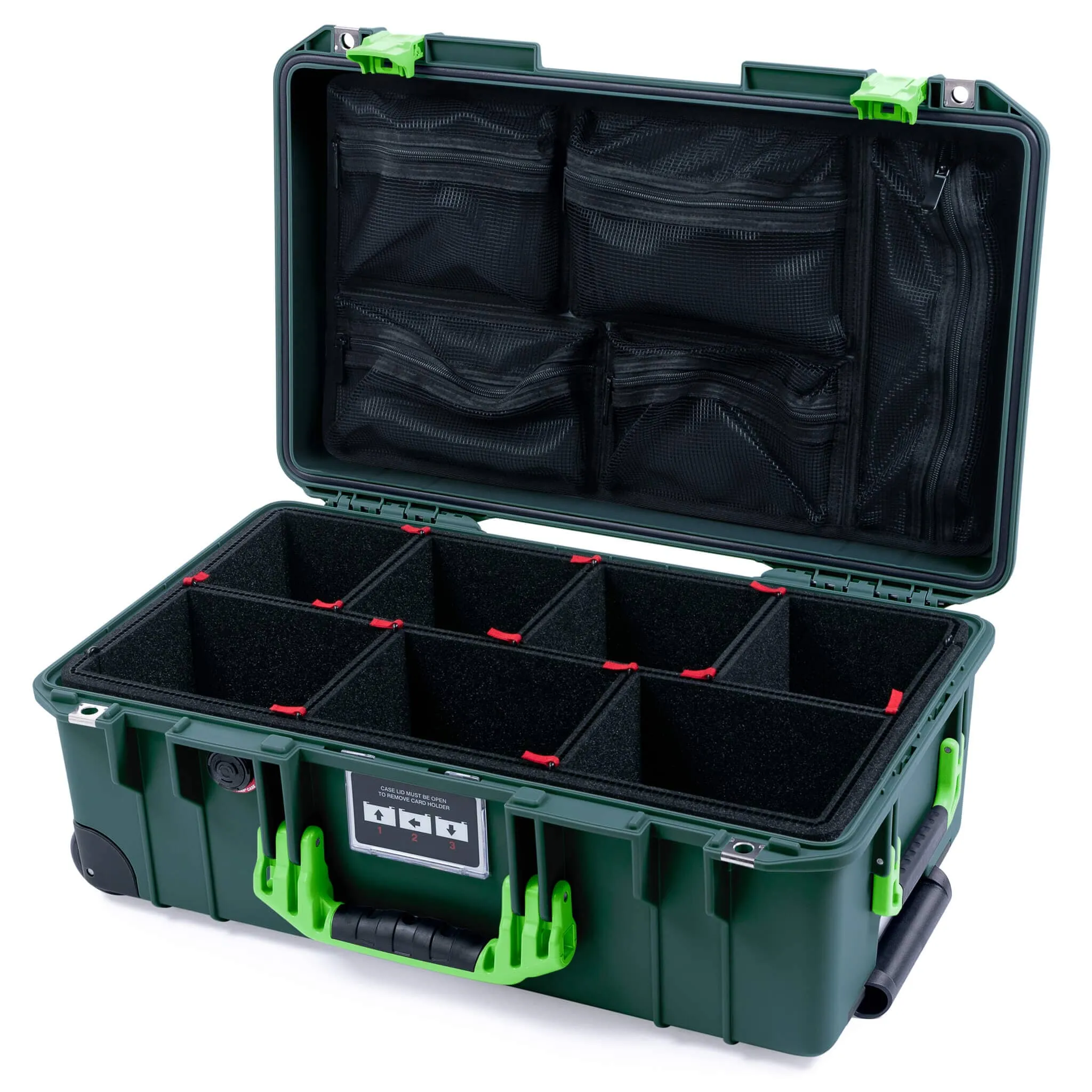 Pelican 1535 Air Case, Trekking Green with Lime Green Handles & Latches