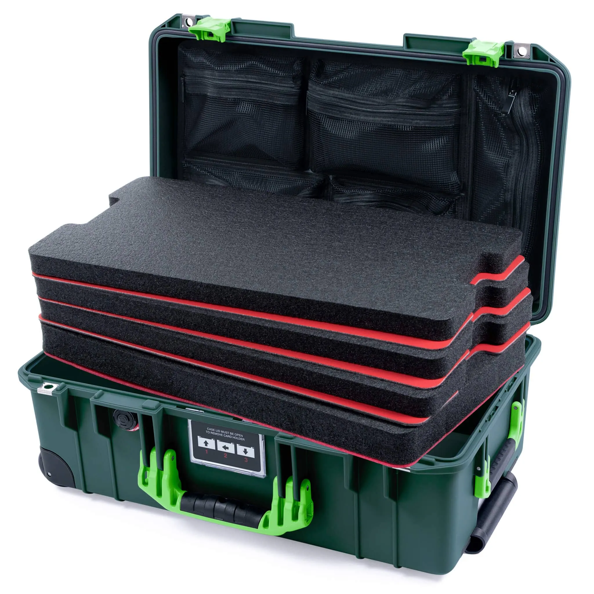 Pelican 1535 Air Case, Trekking Green with Lime Green Handles & Latches