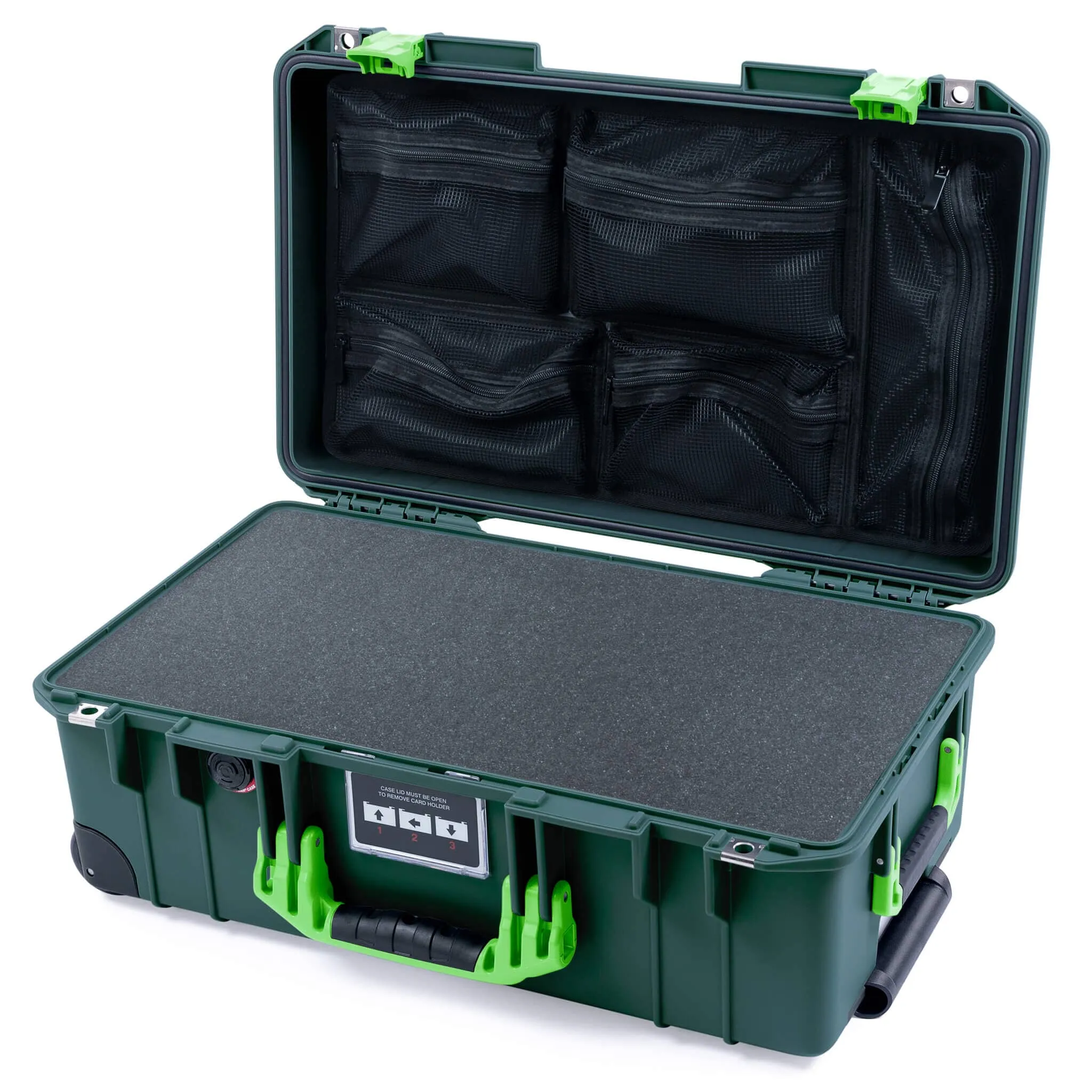 Pelican 1535 Air Case, Trekking Green with Lime Green Handles & Latches