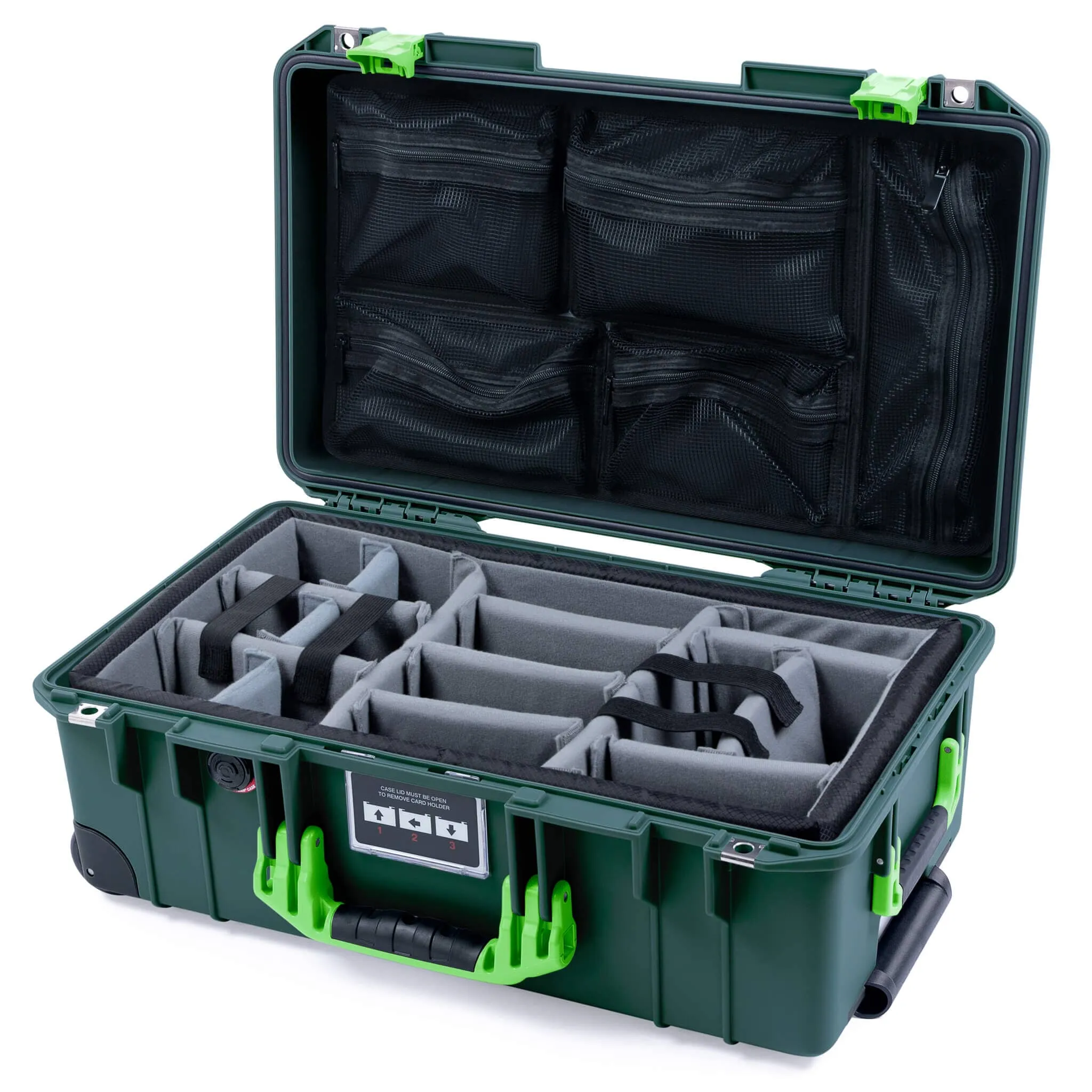 Pelican 1535 Air Case, Trekking Green with Lime Green Handles & Latches