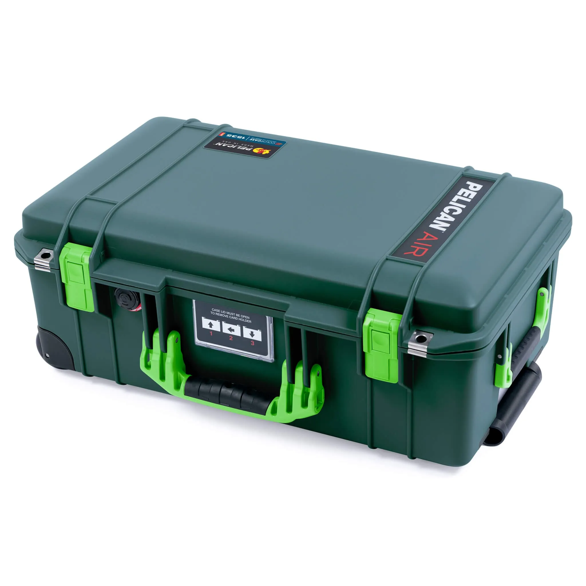 Pelican 1535 Air Case, Trekking Green with Lime Green Handles & Latches