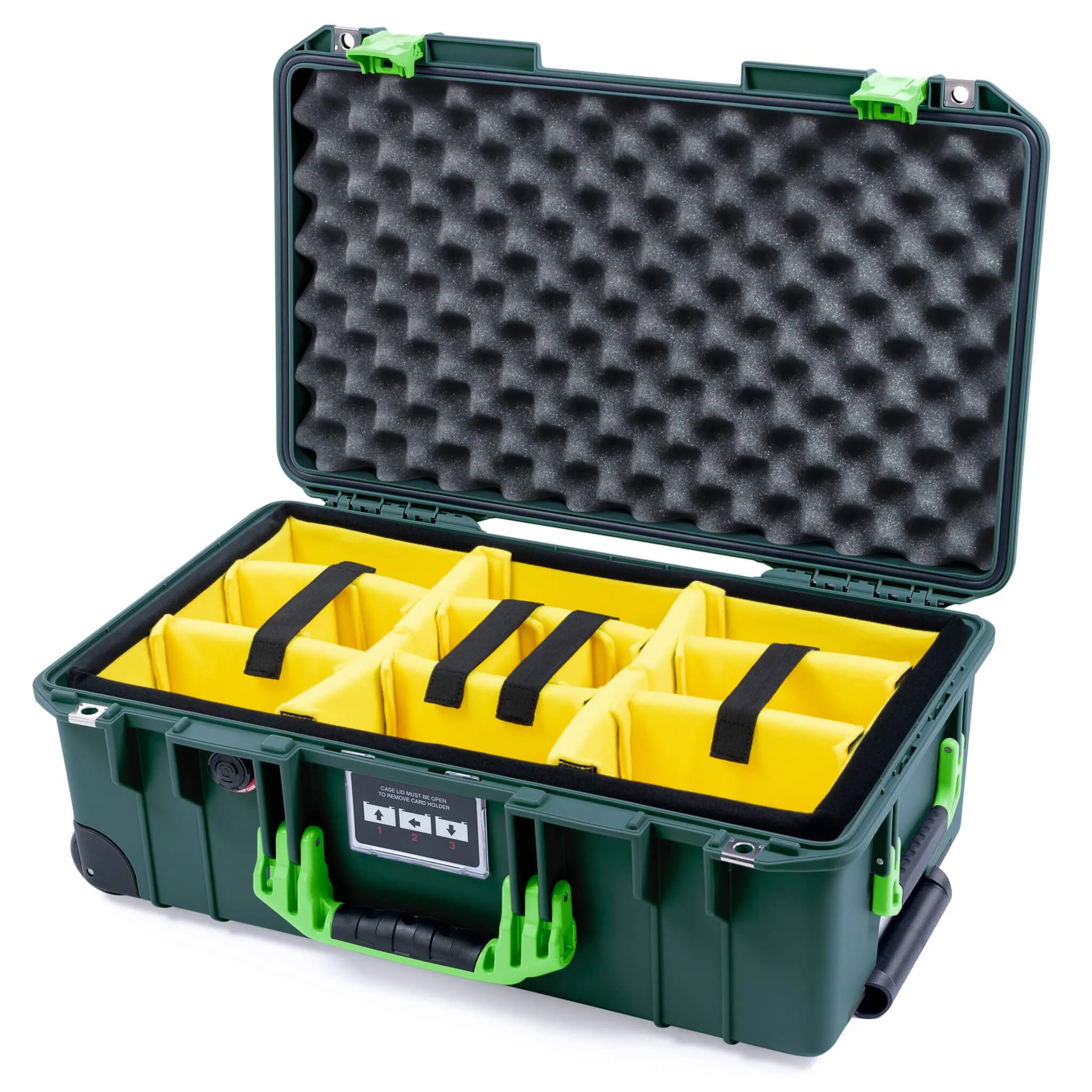 Pelican 1535 Air Case, Trekking Green with Lime Green Handles & Latches