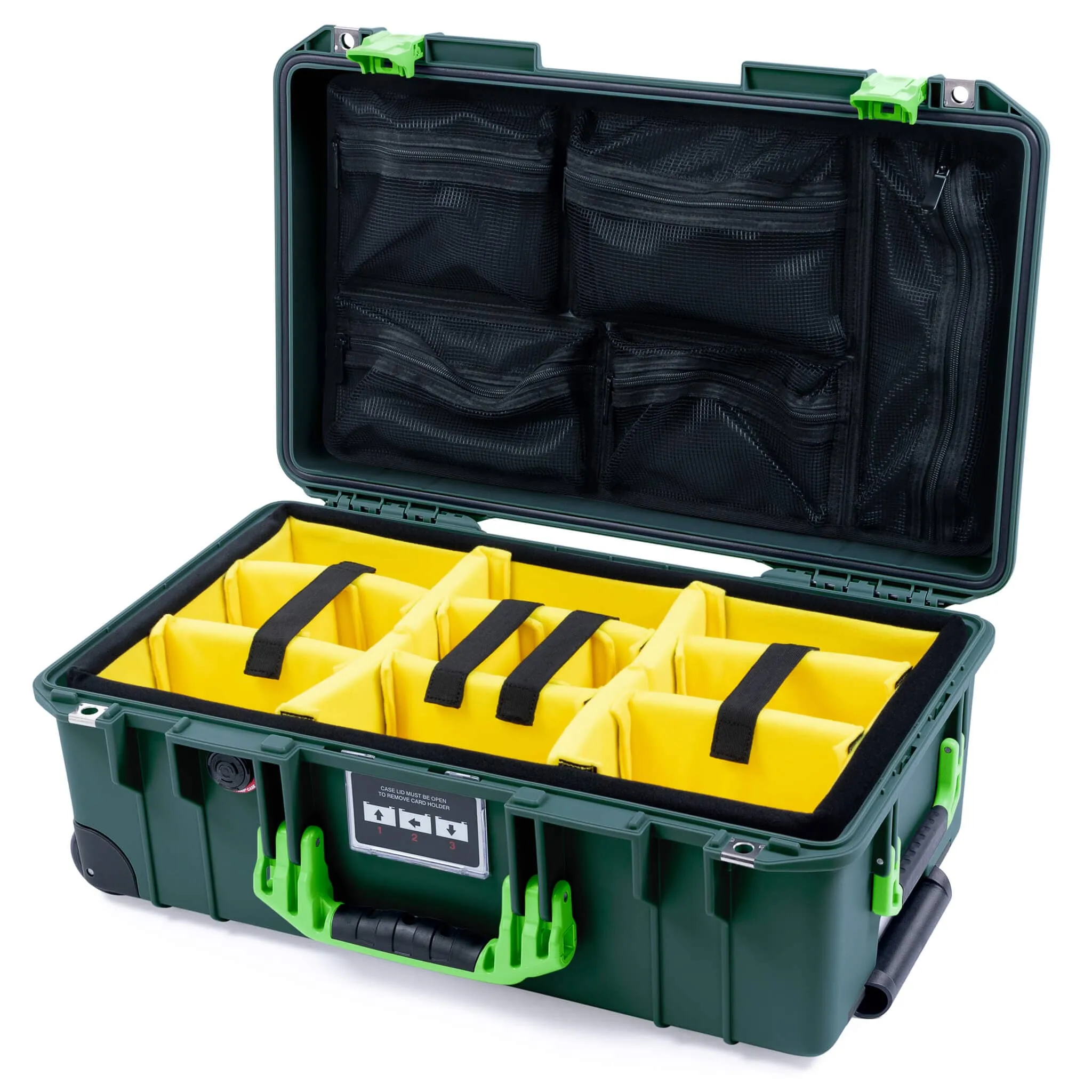Pelican 1535 Air Case, Trekking Green with Lime Green Handles & Latches